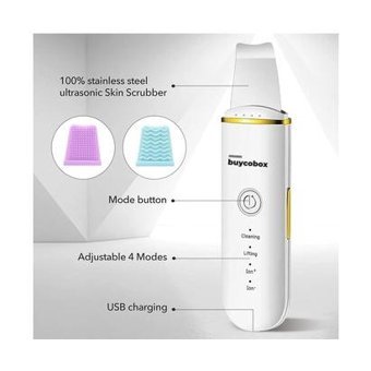 Buycobox 250 mAH Tüm Ciltler İçin Çift Başlıklı Silikon Şarjlı Titreşimli Yüz Temizleme Cihazı Beyaz