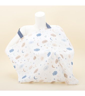 Yunikobaby Pamuklu 72x82 cm Bulutlu Beyaz Mavi Emzirme Önlüğü Örtüsü