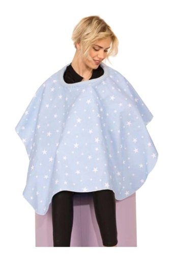 Sevi Bebe Art-6280 Pamuklu Yıldızlı Mavi Emzirme Önlüğü Örtüsü