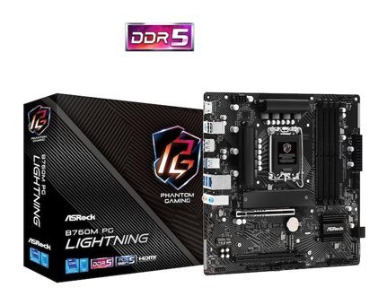 Asrock PG Lightning B760M LGA1700 Soket DDR5 7200 MHz Overclock Micro ATX Intel Uyumlu Anakart