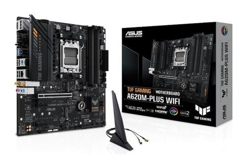Asus TUF Gaming A620M-Plus WIFI A620 AM5 Soket DDR5 6400 MHz PCIe 4.1 Wi-Fi Micro ATX AMD Uyumlu Anakart