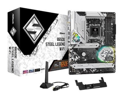Asrock Steel Legend B650E AM5 Soket DDR5 6600 MHz Wi-Fi Overclock ATX AMD Uyumlu Anakart