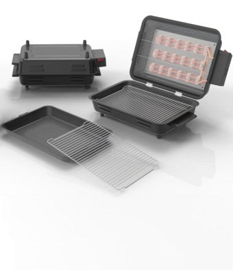 Digithome C1-1-294 Kapaklı 1100 W Çift Taraflı Çelik Elektrikli Izgara