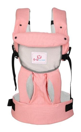 Momella Baby Ergonomik 15 kg Kapasiteli Yenidoğan Kanguru Gri-Pembe