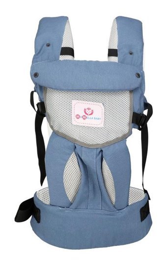 Momella Baby Ergonomik 15 kg Kapasiteli Yenidoğan Kanguru Gri-Mavi
