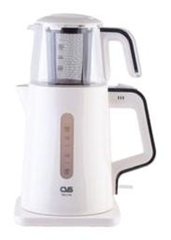 Cvs DN 1541 Tea Me Deluxe Cam Demlikli 1800 W Işıklı Plastik Gövdeli Beyaz Çay Makinesi