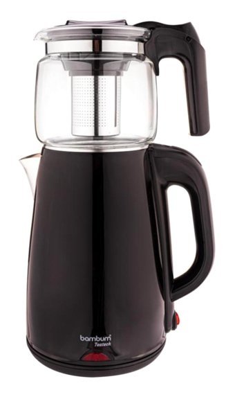 Bambum Tea Tech Cam Demlikli 1800 W Işıklı Plastik Gövdeli Siyah Çay Makinesi