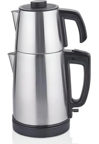 Aksu Tea Tech T73 Çelik Demlikli 1800 W Işıklı Çelik Gövdeli Gri Çay Makinesi