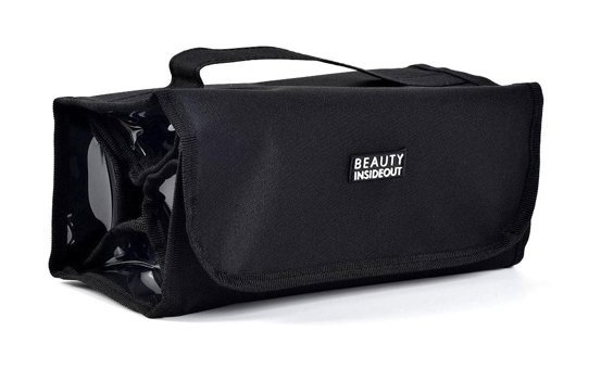Beauty Insideout Bölmeli Siyah Düz Kumaş Makyaj Çantası