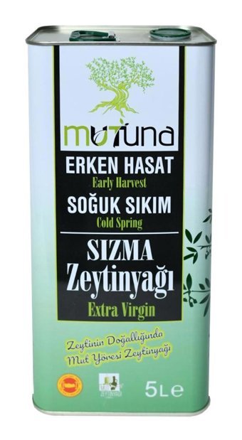 Mutuna Soğuk Sıkım Erken Hasat Teneke Sızma Zeytinyağı 5 lt