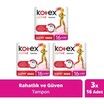 Kotex Active Süper Tampon 3x16'lı