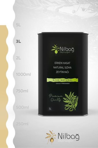 Nilbağ Zeytinyağları Soğuk Sıkım Erken Hasat Teneke Sızma Zeytinyağı 3 lt