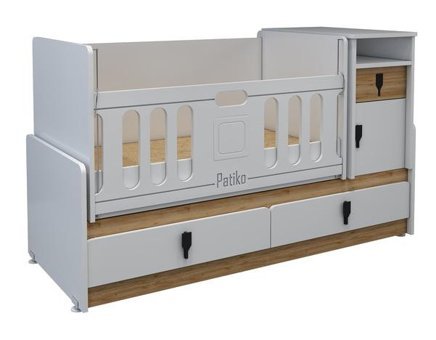 Patiko Rose Suntalam 18 kg Dikdörtgen Dolaplı Çekmeceli Sallanan Karyola Beşik Meşe
