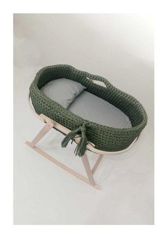 Babycom Ahşap Oval Yataklı Sallanan Portatif Beşik Koyu Yeşil