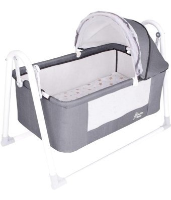 Chubby Baby First Class Metal 15 kg Dikdörtgen Yataklı Sallanan Portatif Beşik Füme