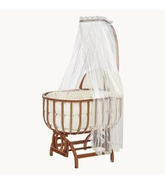 Baby Tech Ahşap Oval Tekerlekli Yataklı Sallanan Portatif Beşik Çok Renkli