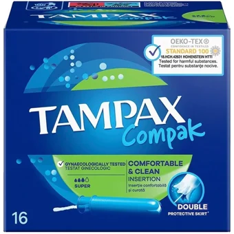 Tampax Compak Aplikatörlü Süper Tampon 16'lı