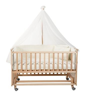 Baby Plus Ahşap Dikdörtgen Tekerlekli Yataklı Sallanan Anne Yanı Beşik Ahşap