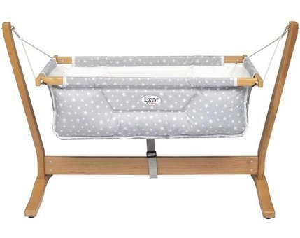 Exor Baby Gondol Ahşap 15 kg Dikdörtgen Sallanan Hamak Beşik Gri