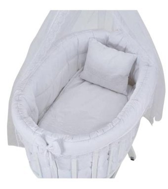 Baby Tech Lake Ahşap 15 kg Oval Tekerlekli Yataklı Sallanan Portatif Beşik Çok Renkli