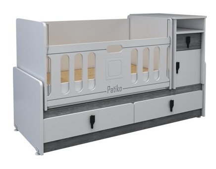 Patiko R 131 Suntalam 18 kg Dikdörtgen Dolaplı Çekmeceli Sallanan Karyola Beşik Beyaz
