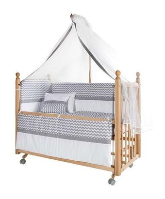 Baby Tech Ahşap Dikdörtgen Tekerlekli Yataklı Sallanan Anne Yanı Beşik Naturel