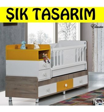 Eliusta Petek Sunta Dikdörtgen Çekmeceli Sallanan Karyola Beşik Siyah