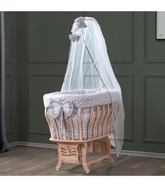 Setay Mdf 13 kg Oval Tekerlekli Yataklı Sallanan Portatif Beşik Pembe