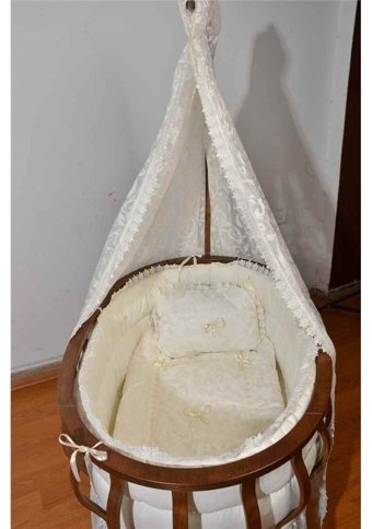 Aqua Message Kayın Ağacı 15 kg Oval Yataklı Sallanan Portatif Beşik Kahverengi