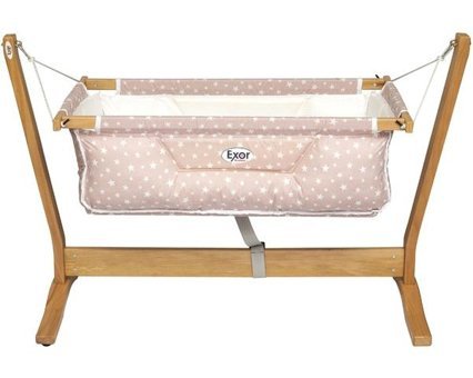 Exor Baby Gondol Ahşap 15 kg Dikdörtgen Sallanan Hamak Beşik Pembe