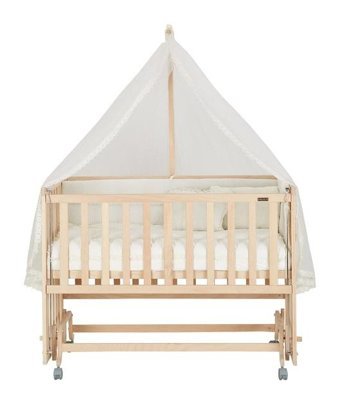 Baby Tech Ahşap Dikdörtgen Tekerlekli Sallanan Anne Yanı Beşik Ahşap