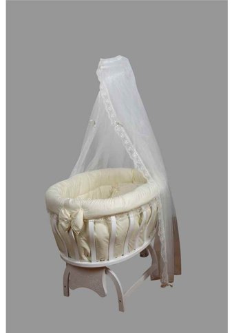 4Moms Kayın Ağacı 15 kg Oval Yataklı Sallanan Anne Yanı Beşik Beyaz
