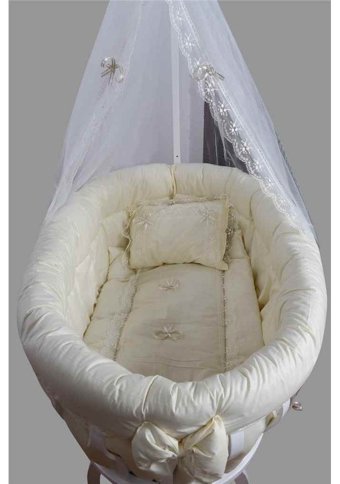 4Moms Kayın Ağacı 15 kg Oval Yataklı Sallanan Anne Yanı Beşik Beyaz