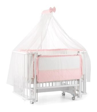 Meltem Smart Bambino Ahşap 15 kg Dikdörtgen Tekerlekli Yataklı Sallanan Anne Yanı Beşik Pembe