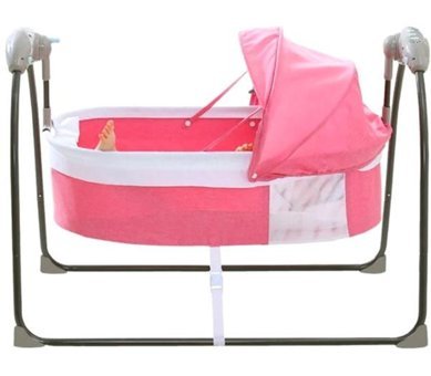 Sunnystore Cicibears Polyester 12 kg Dikdörtgen Yataklı Otomatik Sallanan Anne Yanı Beşik Pembe