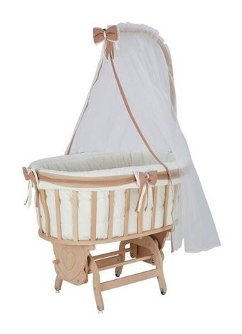 Babycom Ahşap 9-25 kg Oval Tekerlekli Yataklı Sallanan Portatif Beşik Ahşap