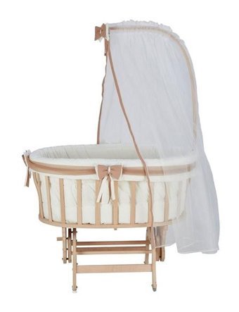 Babycom Ahşap 9-25 kg Oval Tekerlekli Yataklı Sallanan Portatif Beşik Ahşap