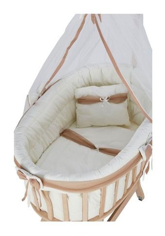 Babycom Ahşap 9-25 kg Oval Tekerlekli Yataklı Sallanan Portatif Beşik Ahşap