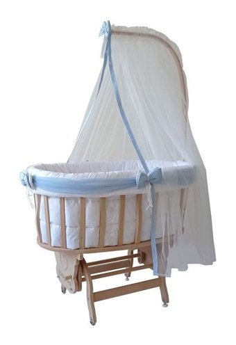 Babycom Ahşap 9-25 kg Oval Tekerlekli Yataklı Sallanan Portatif Beşik Ahşap