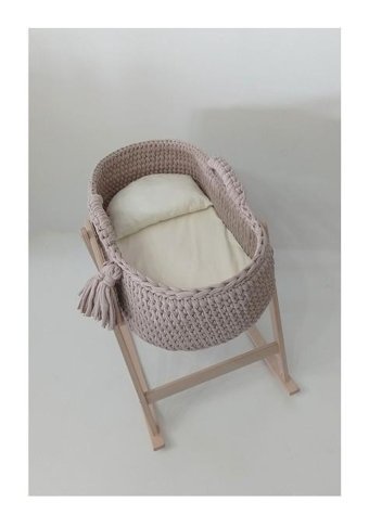 Babycom Ahşap Oval Yataklı Sallanan Portatif Beşik Bej