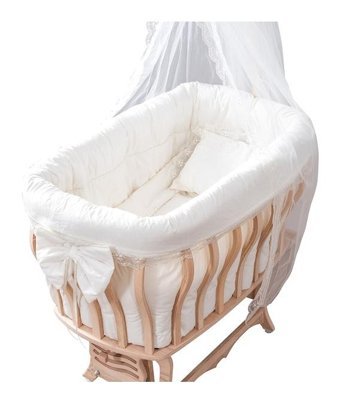 Setay Mdf 15 kg Oval Tekerlekli Yataklı Sallanan Portatif Beşik Krem