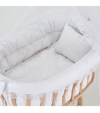 Baby Tech Ahşap Oval Tekerlekli Yataklı Sallanan Portatif Beşik Ahşap