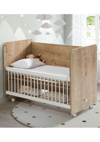 Babywhen Mdf 15 kg Dikdörtgen Tekerlekli Sallanan Karyola Beşik Ahşap