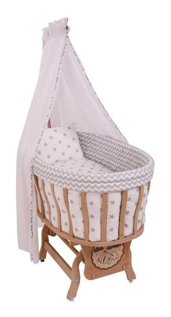 Baby Tech Duux Ahşap 35 kg Oval Yataklı Sallanan Portatif Beşik Gri
