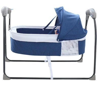 Sunnystore Cicibears Polyester 12 kg Dikdörtgen Yataklı Otomatik Sallanan Anne Yanı Beşik Mavi