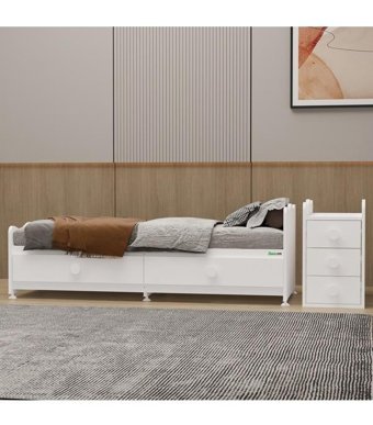 Garaj Home Melina Mdf Dikdörtgen Çekmeceli Sallanan Karyola Beşik Beyaz