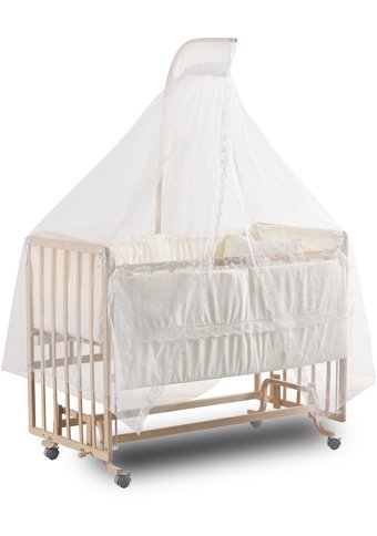 Aktifbebek Comfymax Ahşap 20 kg Dikdörtgen Tekerlekli Yataklı Sallanan Anne Yanı Beşik Naturel