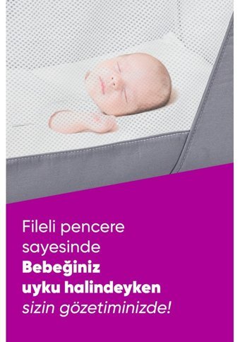Bebeciden Sobee Metal 15 kg Dikdörtgen Yataklı Sallanan Anne Yanı Beşik Bordo
