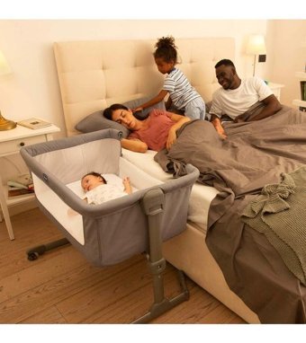 Chicco Essential Metal 9 kg Dikdörtgen Tekerlekli Katlanır Sallanan Anne Yanı Beşik Gri