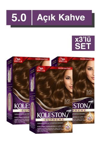 Wella Koleston Supreme 5.0 Açık Kahve Organik Krem Saç Boyası 3x60 ml
